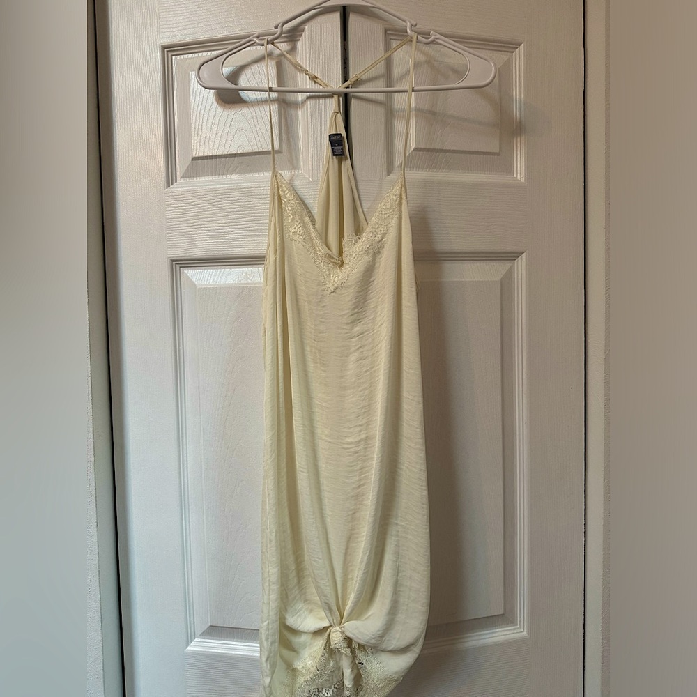 Aerie off-white dress with lace and adjustable straps